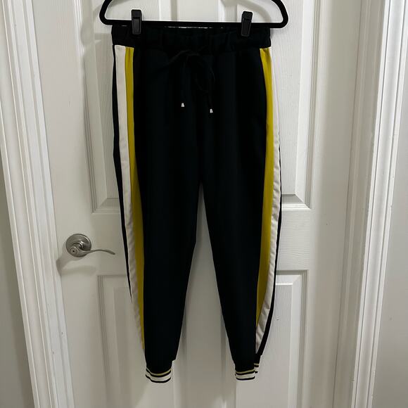 ZARA High Waisted with Side Stripe Trouser Pant Women’s size Medium black jogger - Picture 1 of 14